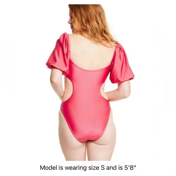 Fe Noel x Target metallic puff sleeve swimsuit 3X NWT - Picture 2 of 6